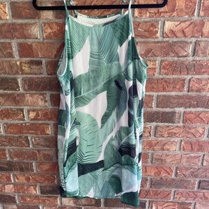 Tropical Palm Green Lined Halter Sundress